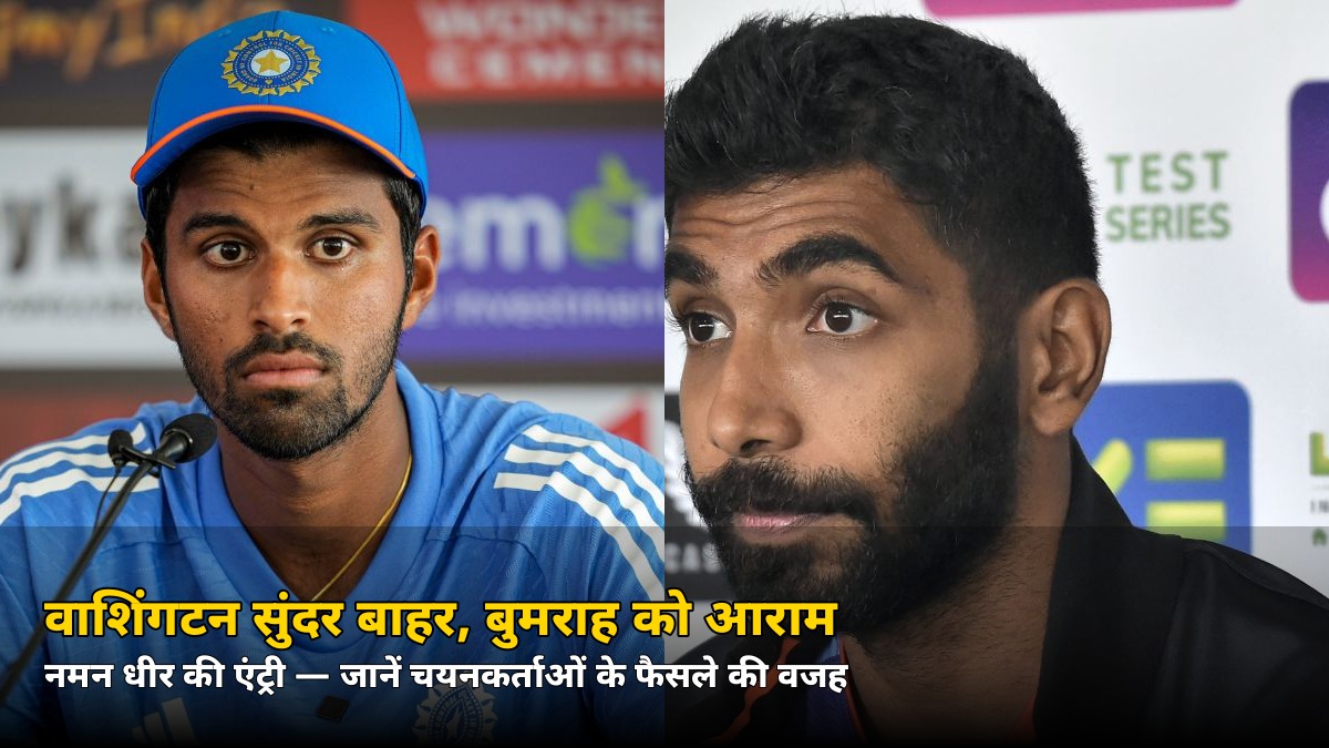 डेब्यू में 3 विकेट! वाशिंगटन सुंदर की जगह आए नमन धीर ने चयनकर्ताओं को सही ठहराया — जानिए बुमराह को क्यों मिला आराम